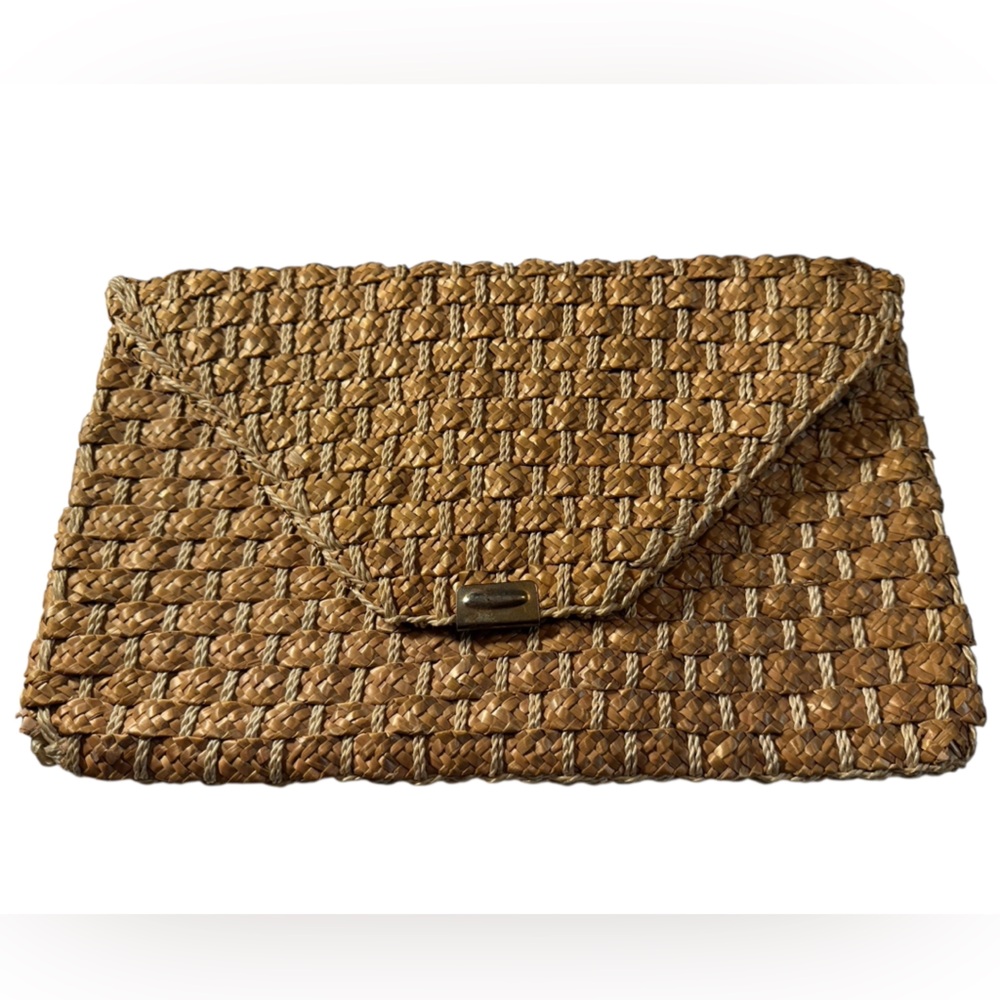 Vintage Woven Basket Weave Tan Women’s Clutch Bag Purse Tianjin NICE